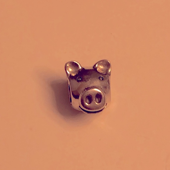 Pandora Retired Pig Head Boar Piggie Piglet hog Charm Sterling Silver ALE 925 - Picture 2 of 5